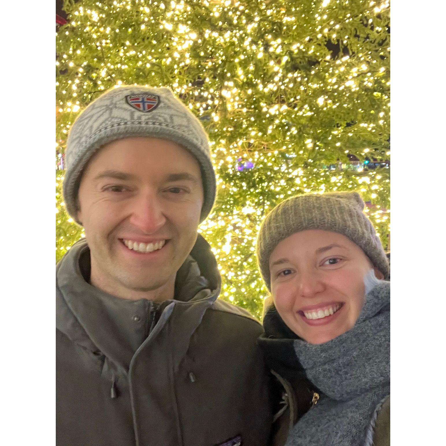 Our Christmas tradition is every year we take a picture at the tree on Michigan Ave.