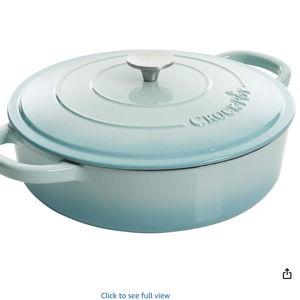 Crock Pot Artisan Enameled Cast Iron Braiser W/Lid, 5-Quart, Aqua