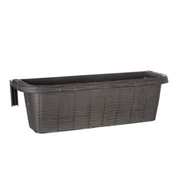 Apollo Exports International AP-30311 24" Adjustable Railing Planter, Ratan Look, Grey