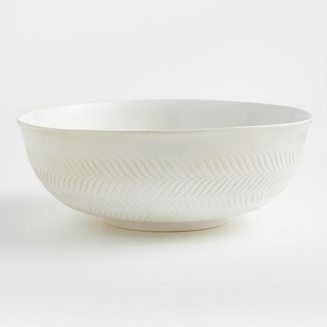 Fern Extra-Large White Ceramic Mixing Bowl