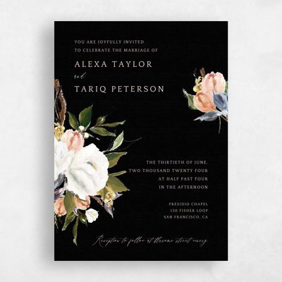 Black Wedding Invitation - Octavia Classic