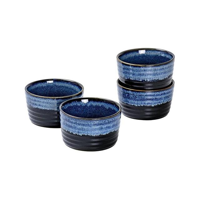 UNICASA Ramekin Set of 4, UNICASA 8 oz Creme Brulee Ramekins, Oven Safe Baking Set for Custard, Pudding, Souffle Cups, Reactive Blue