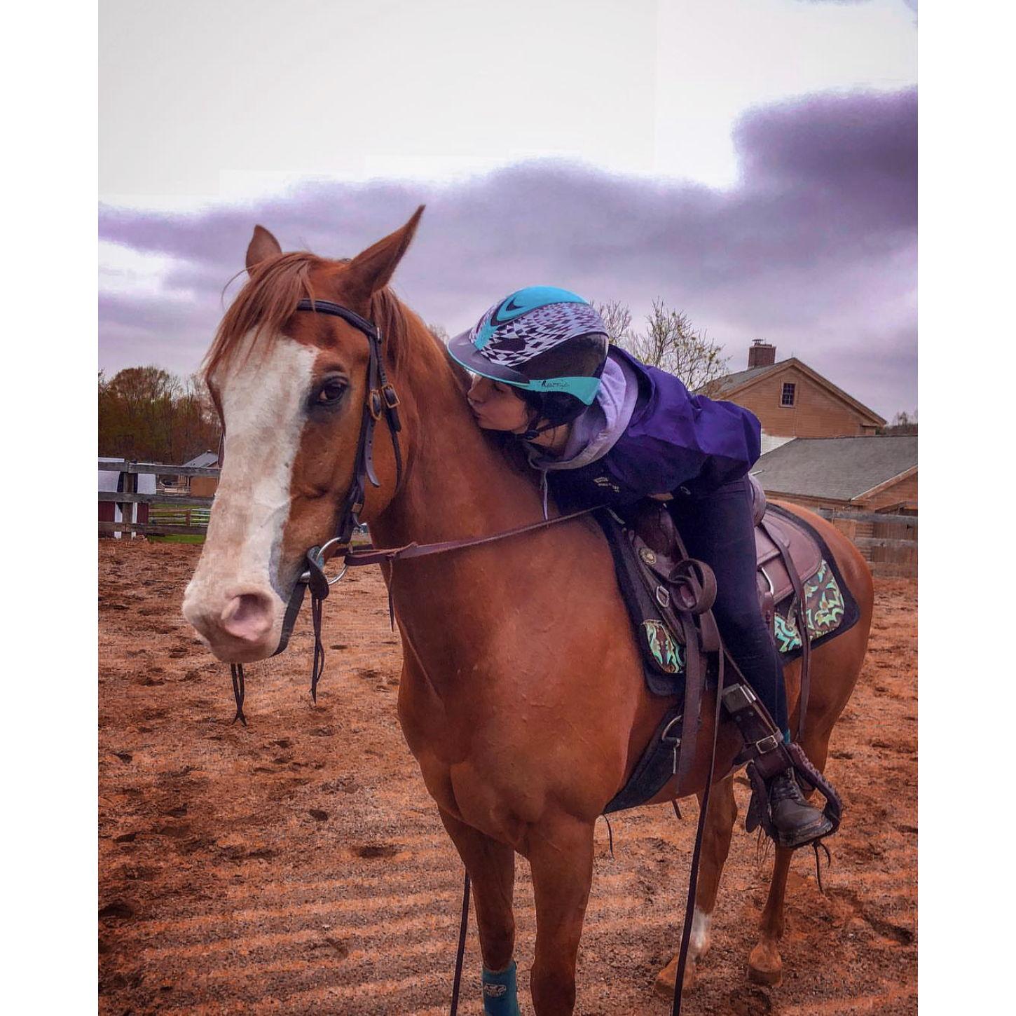 As friends, Chase & Kayla would ride their Friend's Horse, Bacon, after long days in class.
