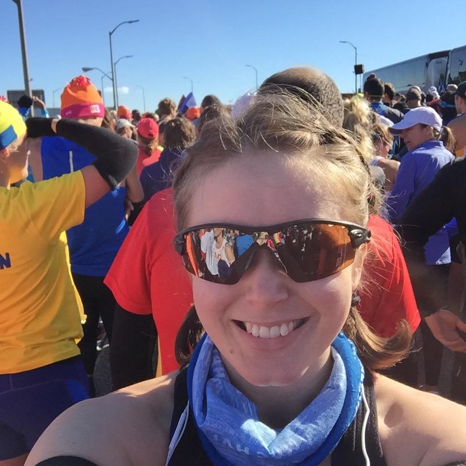 Jessy's first marathon start line; November 2016