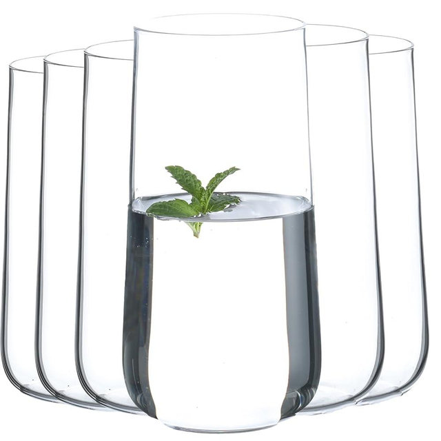 Wlasss Drinking Glasses Set of 6, 17.5oz Highball Glasses, Clear Crystal Lightweight Glass cups, Tall Tumbler Water Glasses, Glassware Set for Juice,Iced Tea,Mojito,kitchen and bar Cocktail Glasses