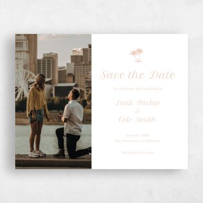 Peach, Orange Wedding Save the Date - Mauritius Photo