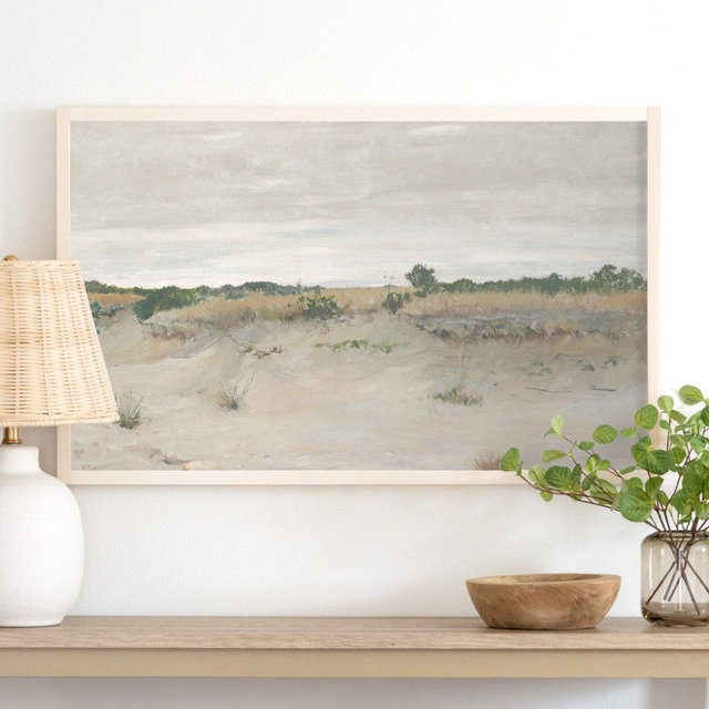 Coastal Landscape Wall Art | Beach Painting | Framed Wall Art | Sandy Dunes Painting | Sandy Coast Painting | W54