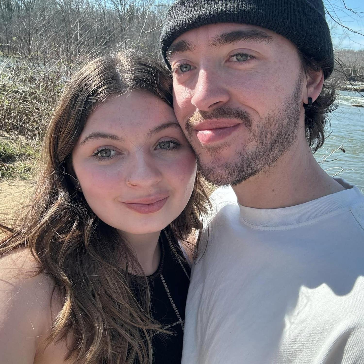 This is a picture from the brides 24th birthday. The bride and groom went on a trail walk by the same river they will get married by!