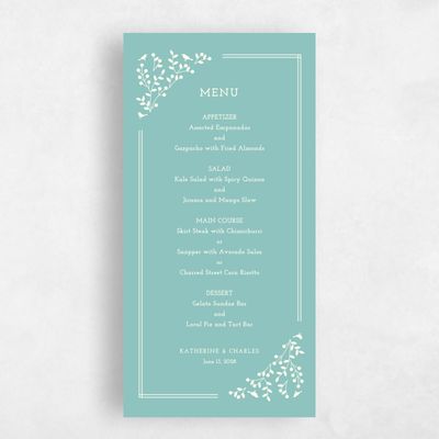 Blue Greenery Wedding Menu - Ivy