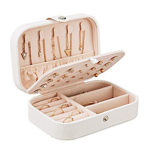 Jewelry Box,Necklace Ring Storage Organizer Double Layer Travel Synthetic Leather Jewel Cabinet Gift Case for Women -Cross Pattern