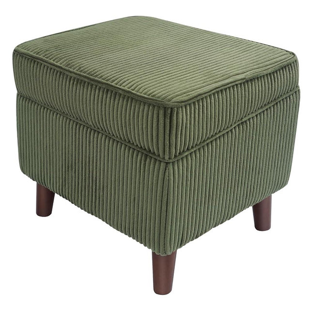 FAGAGA Storage Ottoman with Adjustable Lid, Soft Step Stool, Footrest and Seat, Ottoman Foot Rest for Living Room, Bedroom, Dorm, Green