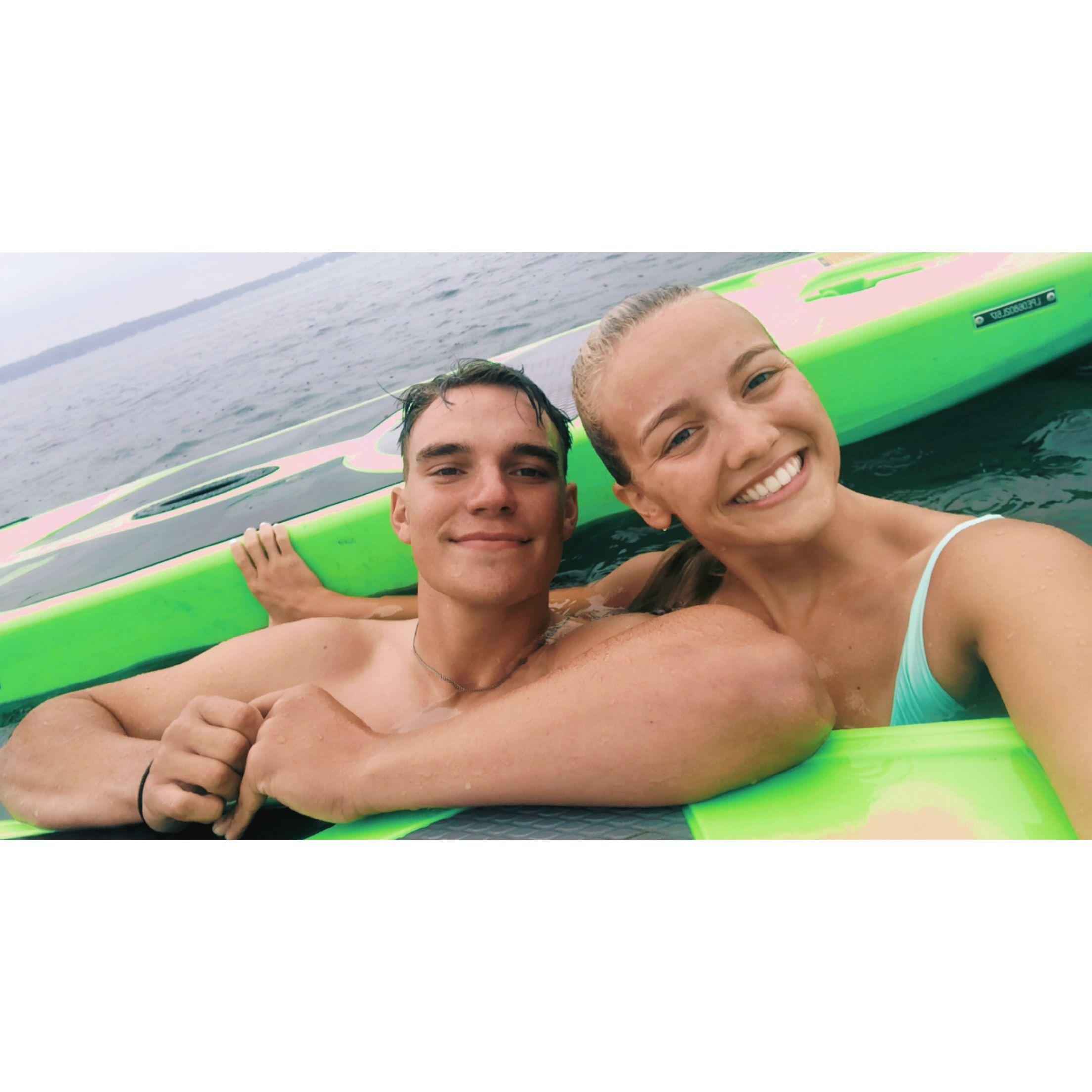 Swimming in the rain in Boji