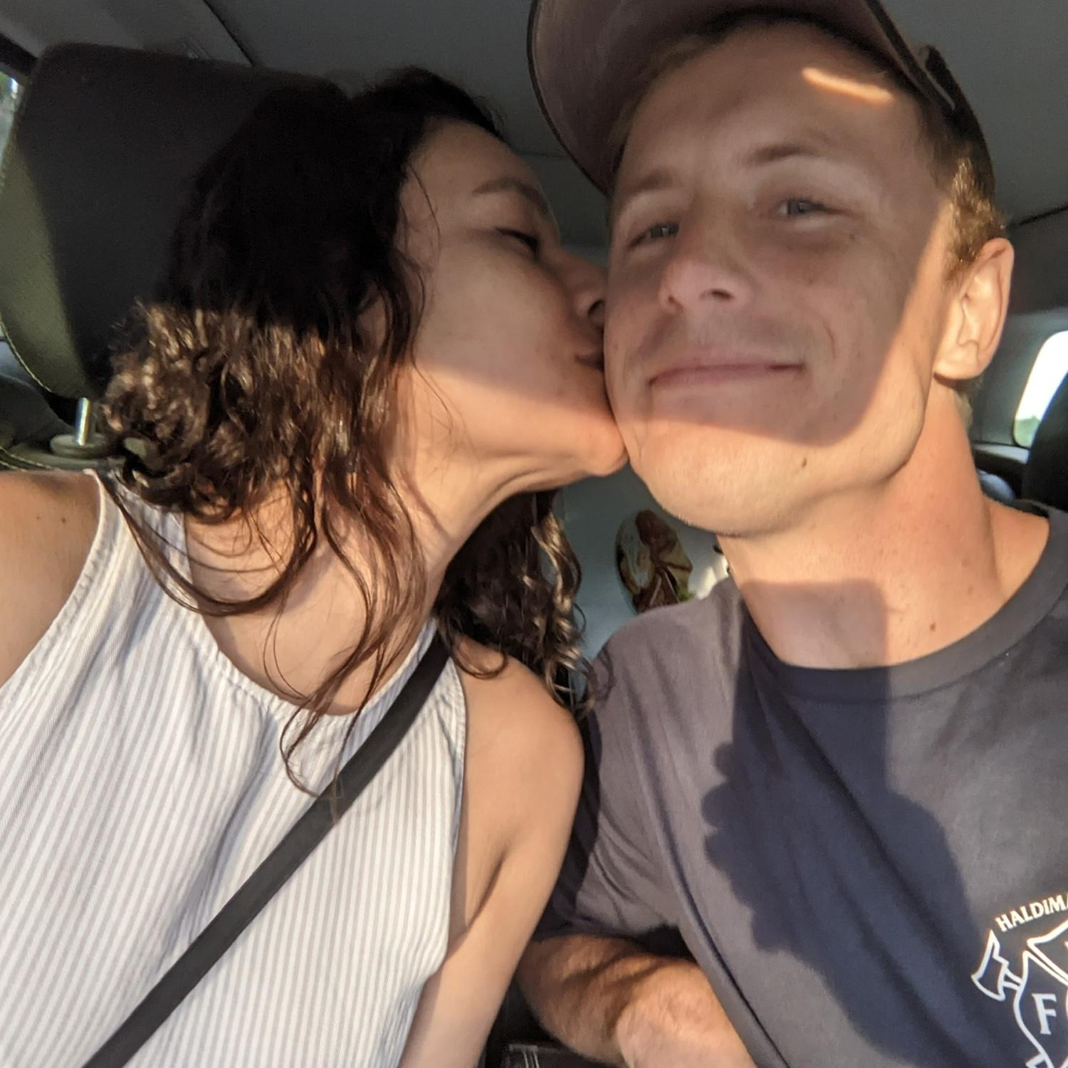 Rebecca and Jo during their first couple of dates. On their way to volunteer at the yearly Cayuga firefighter breakfast!