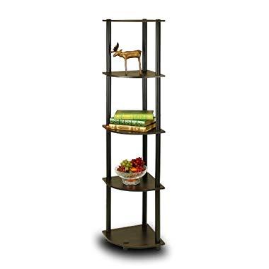 Furinno Turn-N-Tube 5 Tier Corner Shelf, Espresso/Black