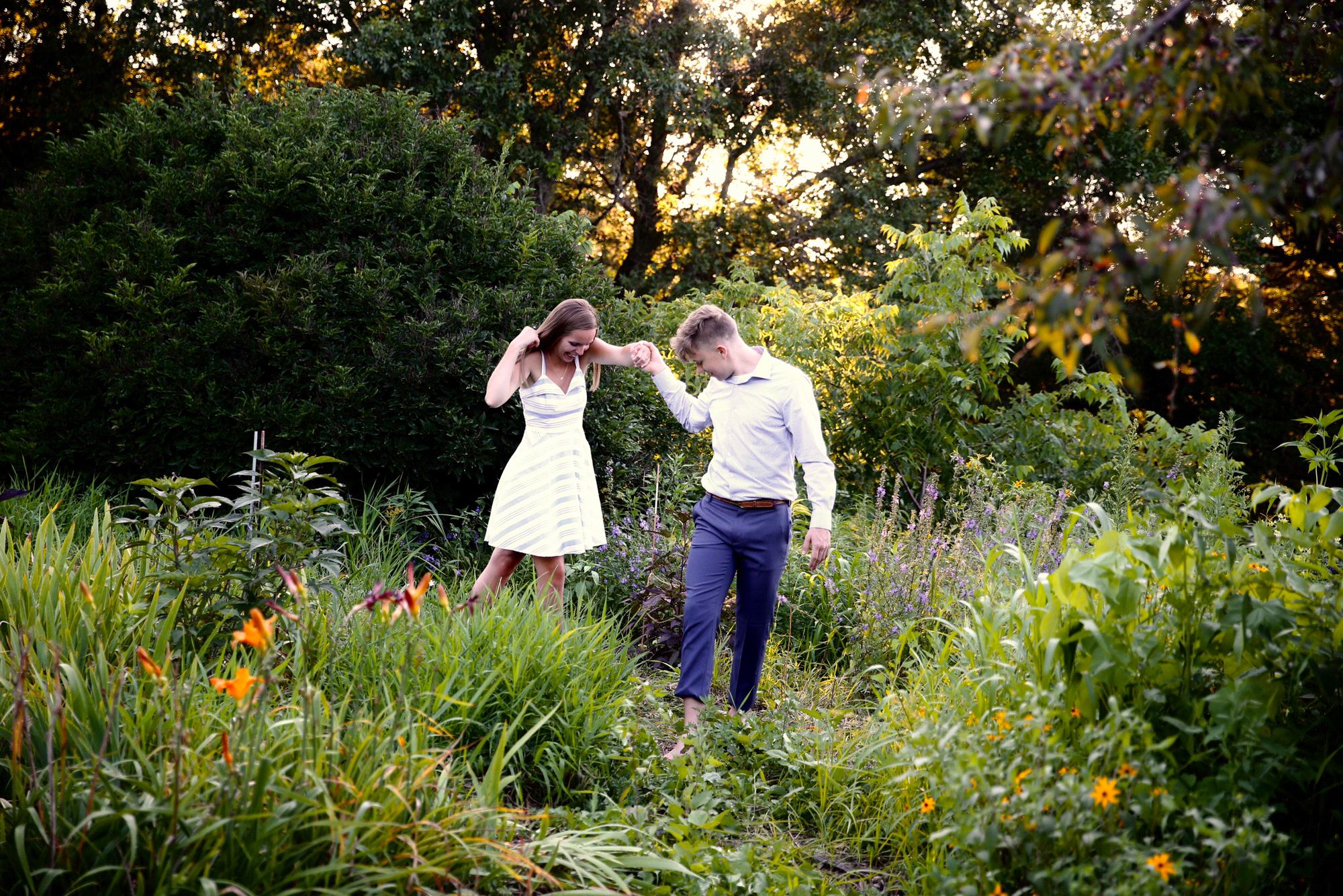 Doing life together!! (Trying not to step on pokey things in our bare feet!)