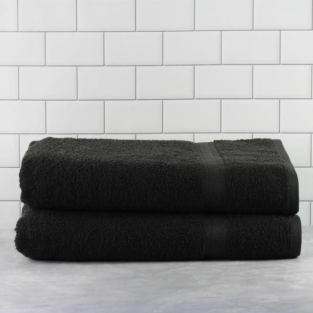 Mainstays Basic Bath Collection - 2 Piece Bath Sheet Set, Rich Black