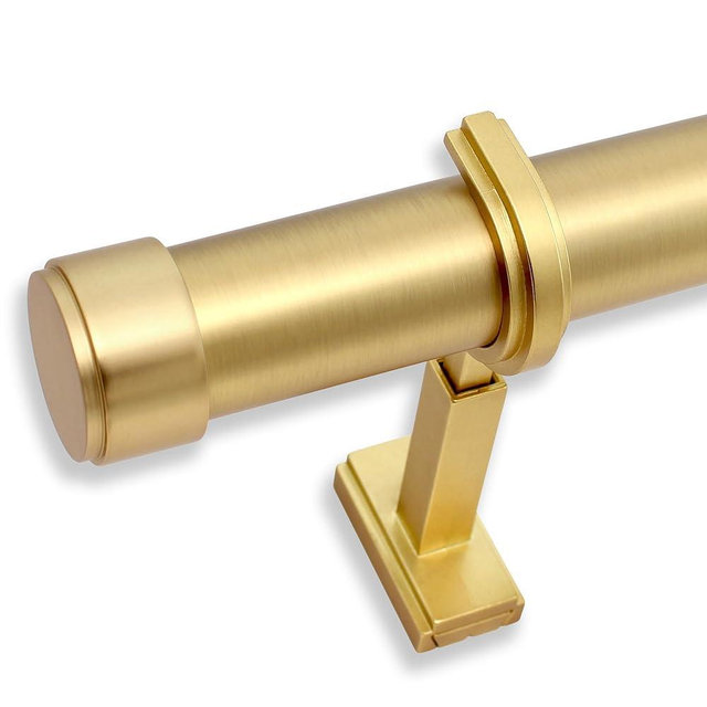 BlastHome® Luxury 3 ft Custom Curtain Rod – 1 1/4" Large Diameter – Premium Brackets & Endcaps – Nonadjustable Rods Connect for a Seamless Look – Brushed Gold Finish