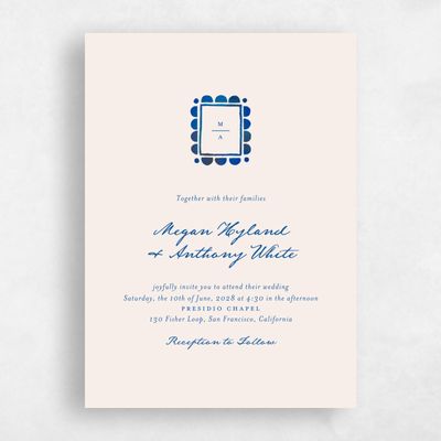 Beige Bordered Wedding Invitation - Fayvel Classic