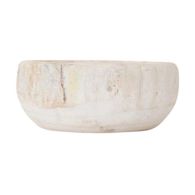 Whitewashed Wooden Bowl