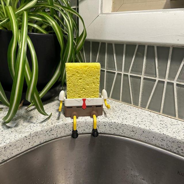 Bob The Sponge Holder | Self Draining Tray | Cartoon Sink Decor