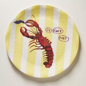 Nathalie Lete By the Sea Melamine Dessert Plate (Yellow Lobster)