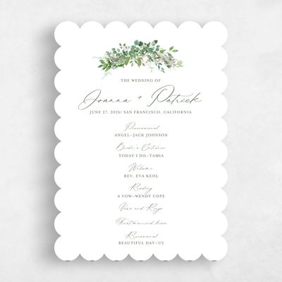 Green Scalloped Wedding Program - Blosser