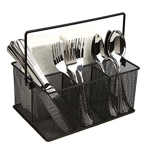 Mind Reader Storage Basket Organizer, Utensil Holder, Forks, Spoons, Knives, Napkins, Perfect for Desk Supplies, Pencil, Pens, Staples
