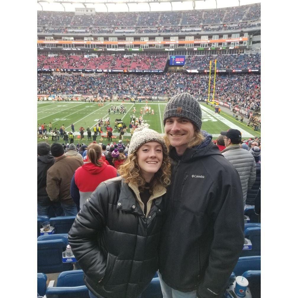 At Gillette Stadium, watching the Patriots