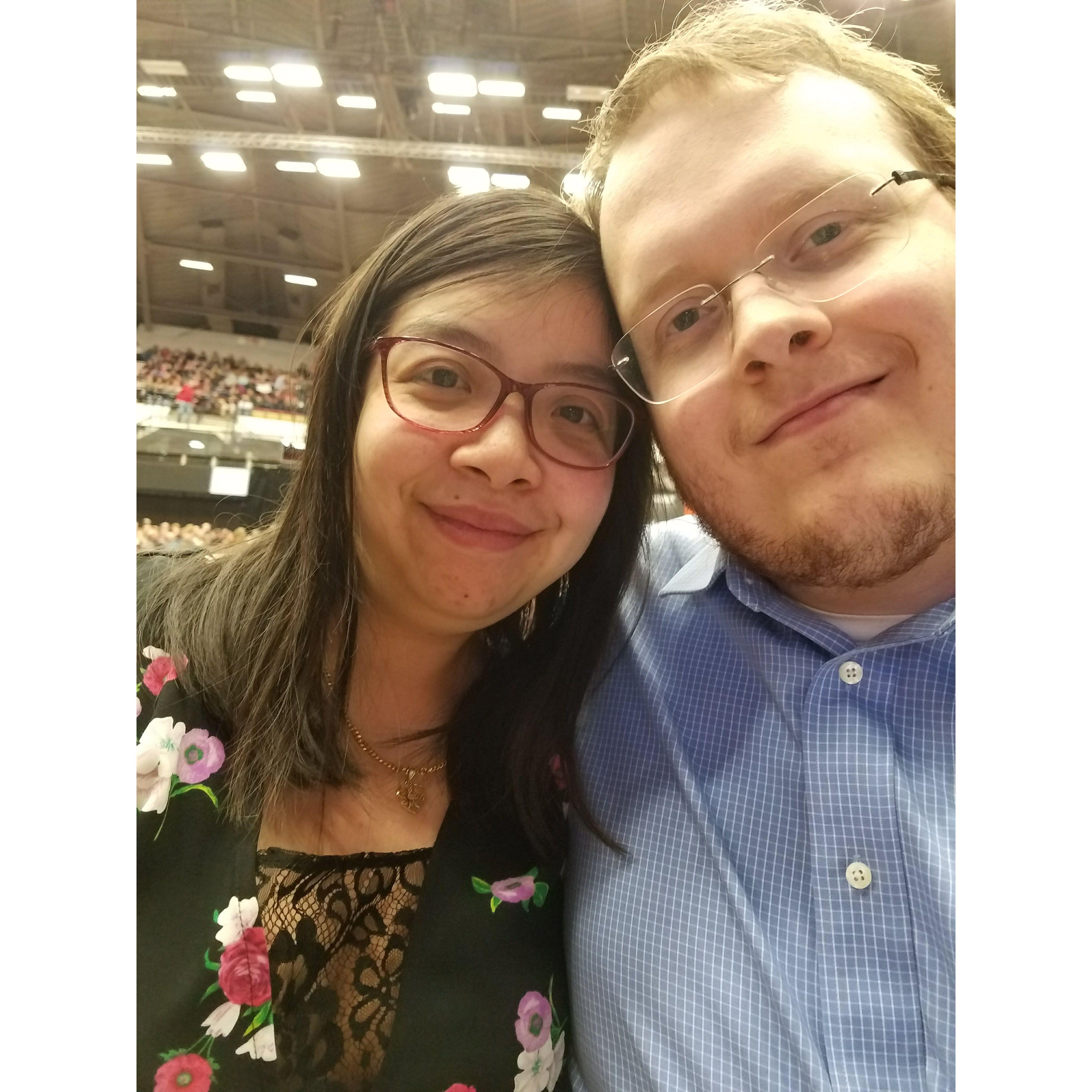 Checking out Aaron's favorite comedian at the Alliant Energy Center!