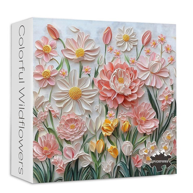 Spring Floral Puzzles for Adults 1000 Pieces, PICKFORU Wildflower Garden Flower Jigsaw Puzzle Oil Painting, Impossible Hard Plant Theme as Home Decor