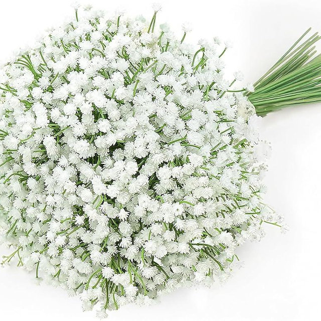 DEEMEI 6 PCS Babys Breath Artificial Flowers Fake Babys Breath Flowers Artificial Bulk White Gypsophila Bouquets Real Touch Faux Flowers for Wedding Floral Arrangement Party Home Decoration