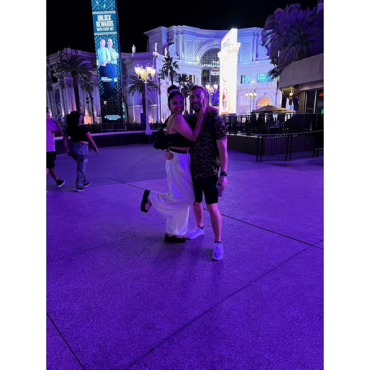 Our first trip to Las Vegas.  They wouldn't let this old man in because I was wearing shorts.