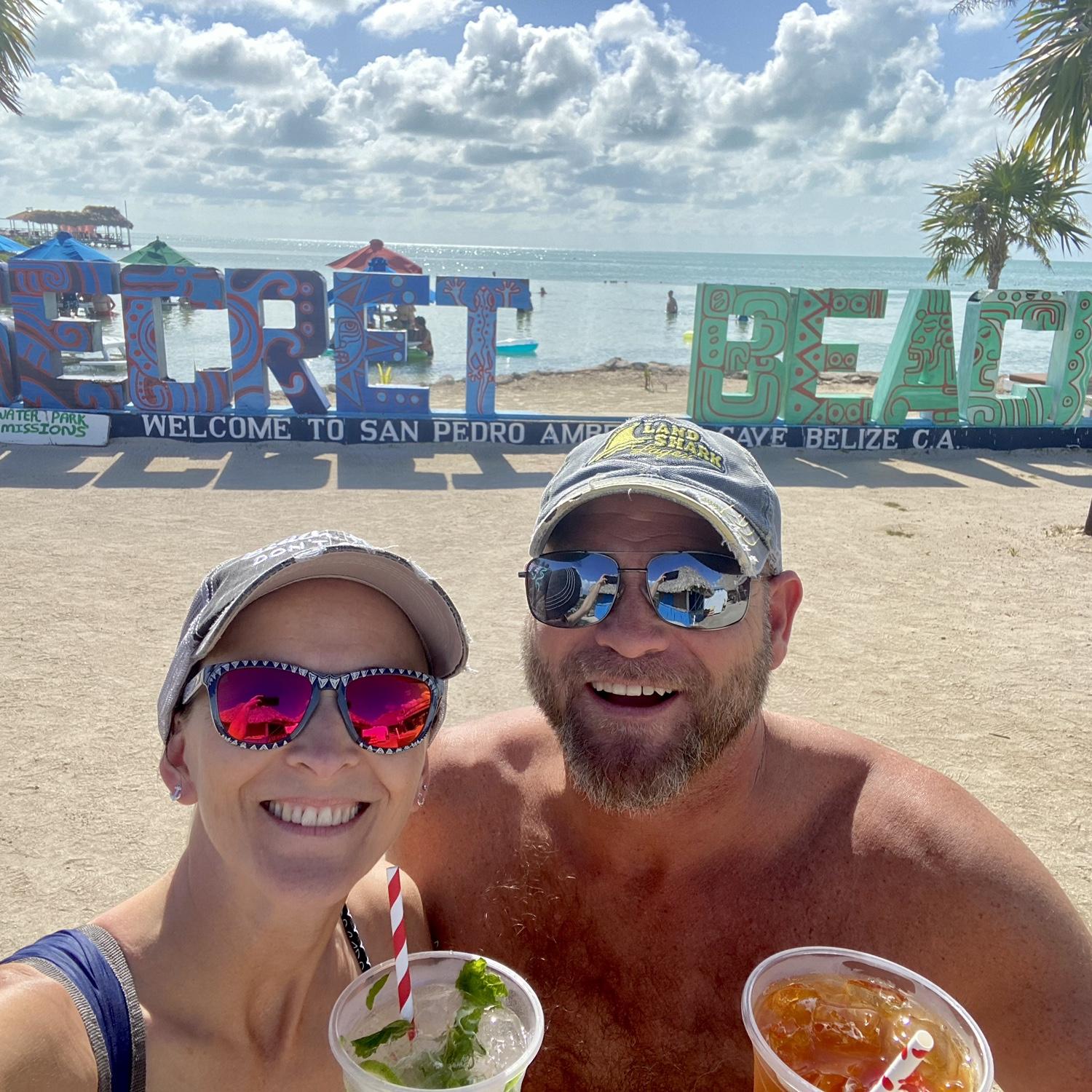 Secret Beach on the west side of San Pedro Island, Belize.