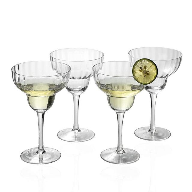 EVEREST GLOBAL Ribbed Optic Margarita Glasses 11 oz. set of 4