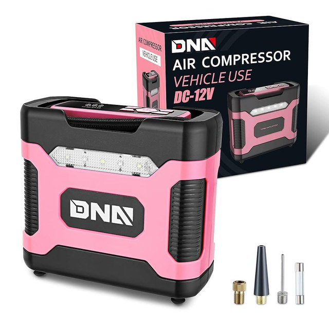 ‎DNA MOTORING TOOLS-00212 Pink 12V DC Digital Tire Inflator Portable Air Compressor with Pressure Gauge for Cars, Bicycles, Motorcycles,Balls