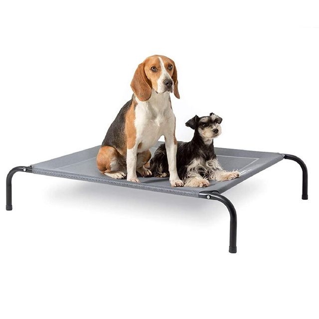 Bedsure Original Elevated Dog Bed Raised Dog Bed - 35/43/49 in Dog Cots for Large Medium Small Dogs, Indoor & Outdoor Pet Bed with Skid-Resistant Feet, Frame with Breathable Mesh (Grey/Brown)