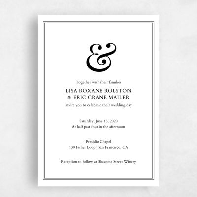 White Wedding Invitation - Verona Portrait