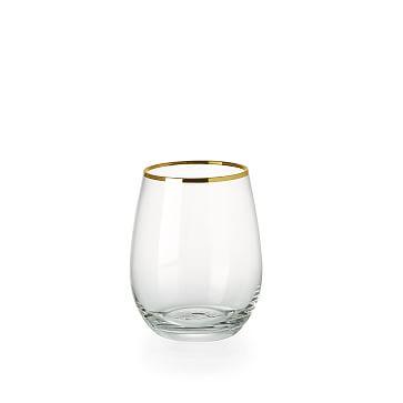 Gold Rim Stemless Drinkware (Set of 4, Wine Glass) from West Elm