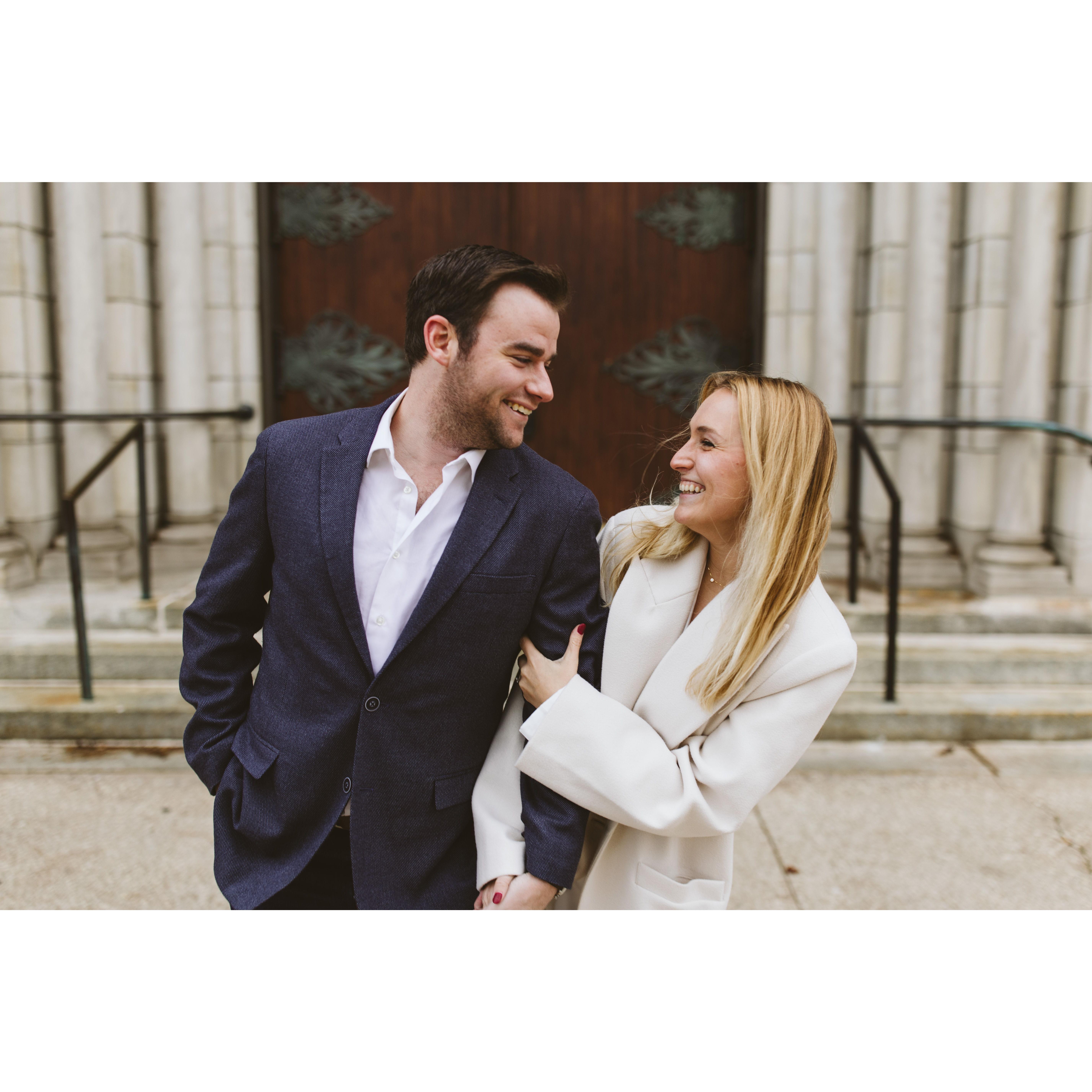 Goofin' around during our engagement shoot