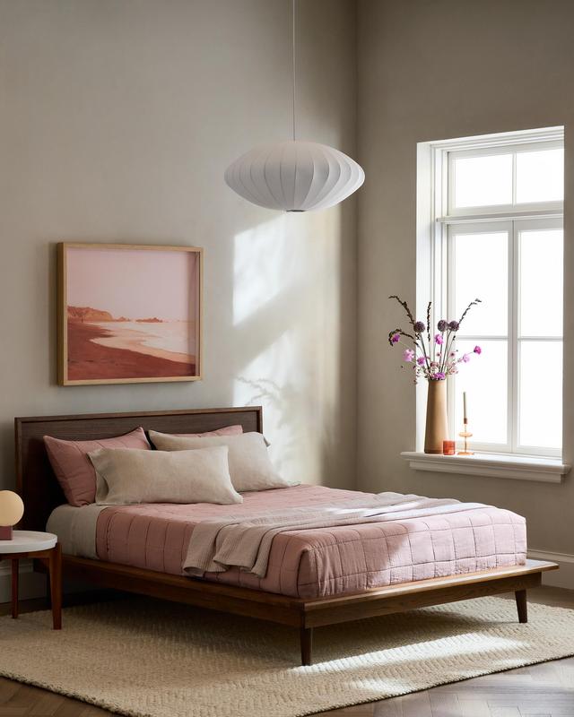 Solid Wood Midcentury Platform Bed