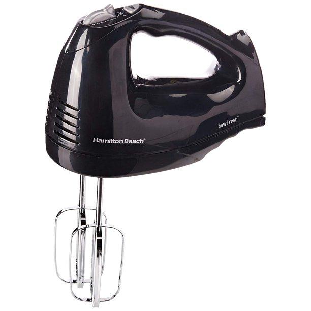 Hamilton Beach 6-Speed Hand Mixer with Snap-On Case, Black