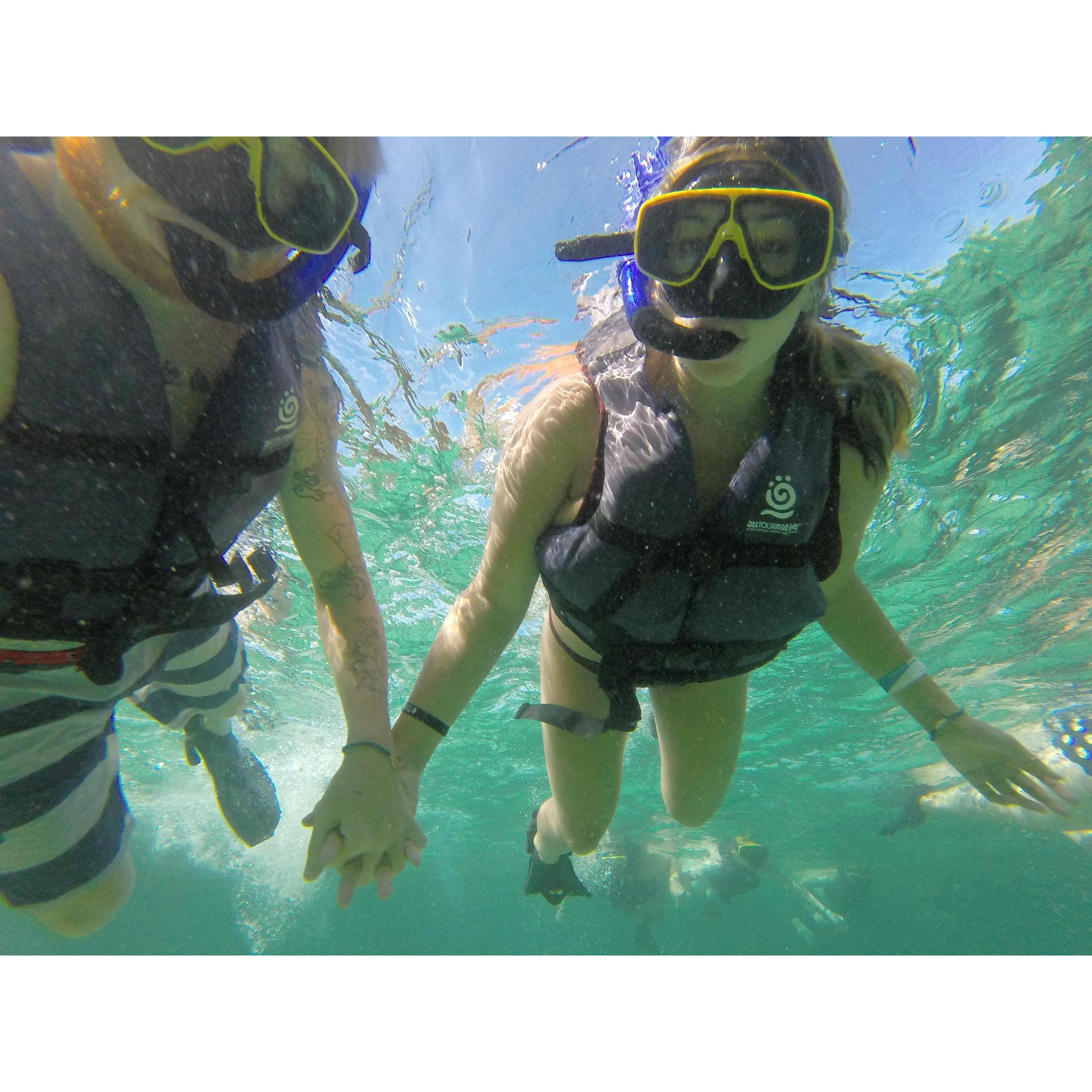 Taking Natalie snorkeling for the first time