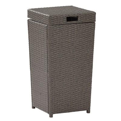 Palm Harbor Outdoor Wicker Trash Bin - Gray