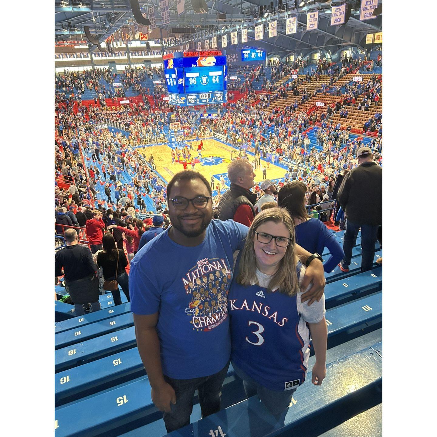 Isaac learning to be a KU fan 😏