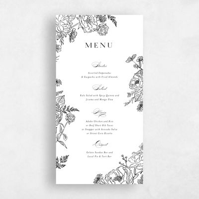Black Wedding Menu - Astrid Letterpress