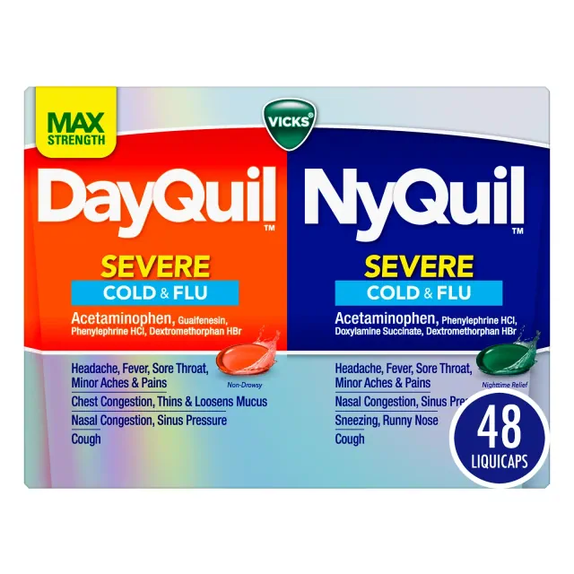 Vicks DayQuil & NyQuil Severe Cold & Flu Symptom Relief LiquiCaps - Acetaminophen - 48ct
