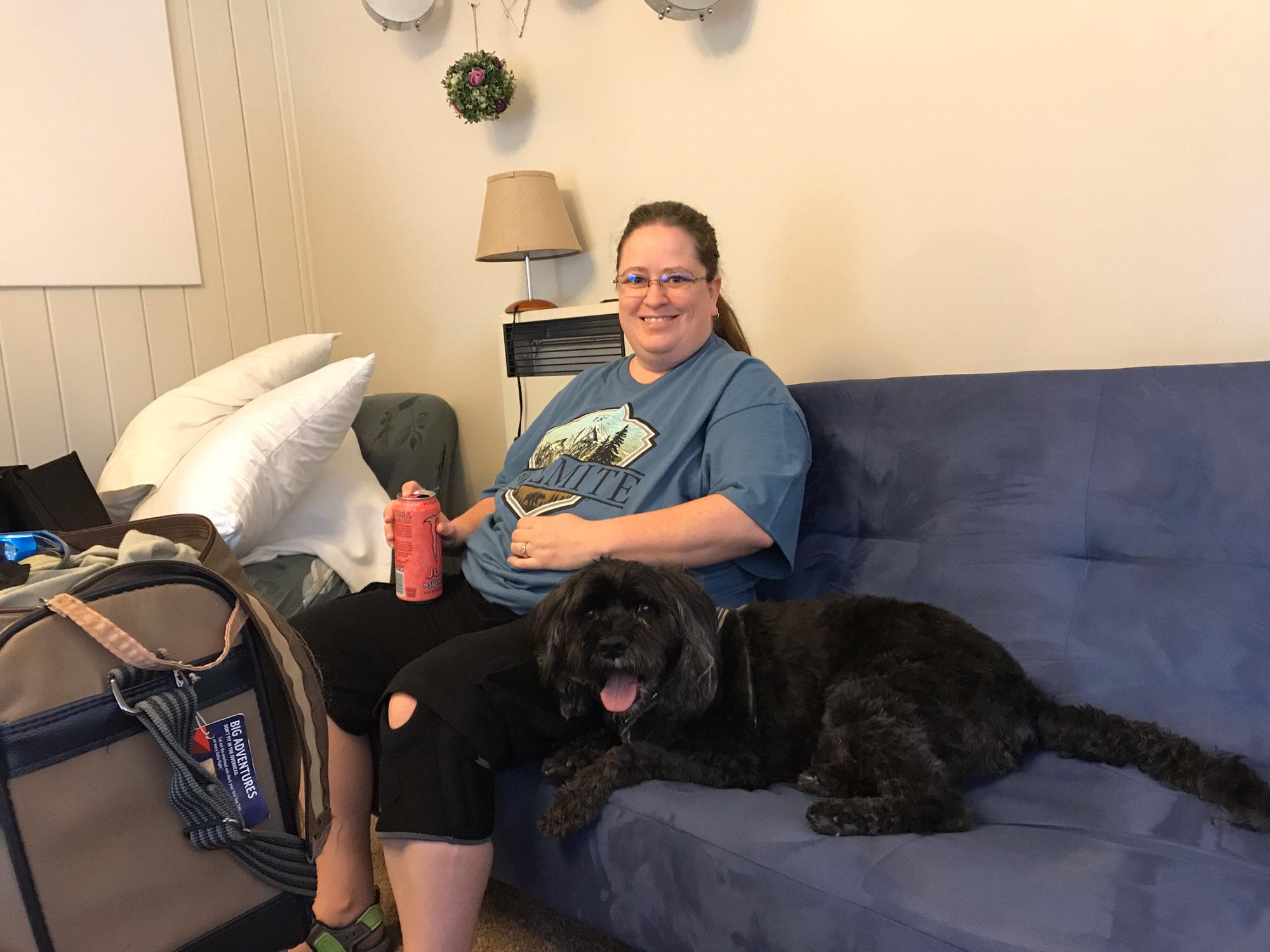 Trish relaxing with Taz