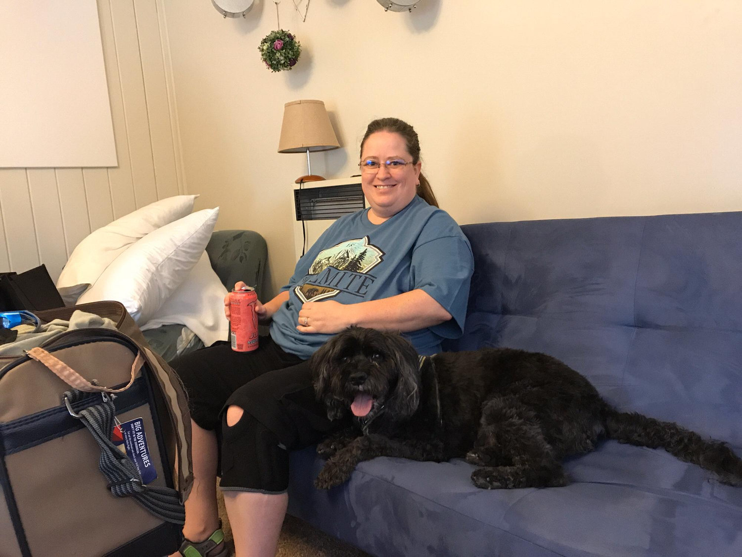Trish relaxing with Taz