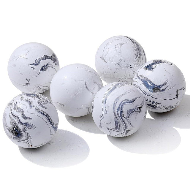 vskikris Set of 6 Decorative Orbs for Bowls and Vases - 2.6in Resin White Howlite Round Sphere Balls for Living, Dining Room Coffee Table Centerpiece Home Decor