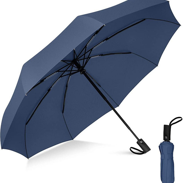 Rain-Mate Compact Travel Umbrella - Pocket Portable Folding Windproof Mini Umbrella - Auto Open and Close Button and 9 Rib Reinforced Canopy